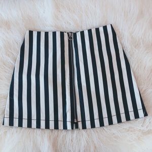 black + white striped skirt